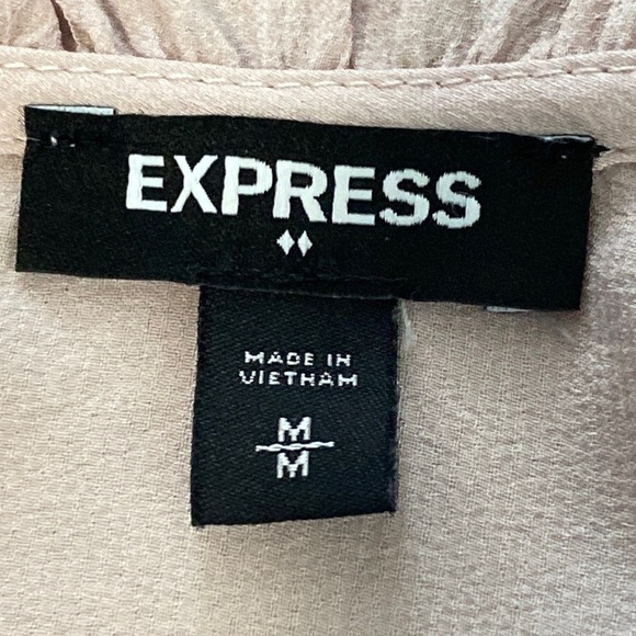 Express Light Pink Portofino Ruffle V-Neck Button Up Blouse Shirt Bohemian Top - Picture 15 of 16